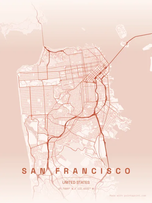 San Francisco sunset map poster